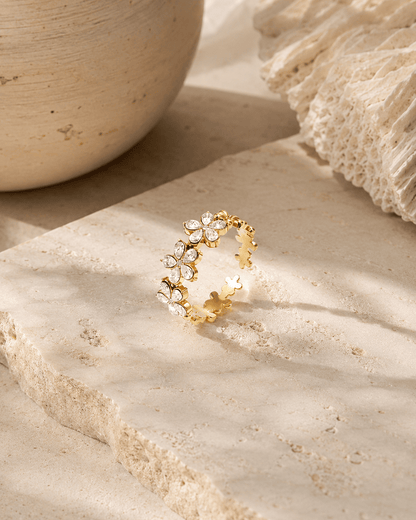 MEA NANI JEWELLERY Justerbar ring FLEUR Ring – 14K gullbelagt