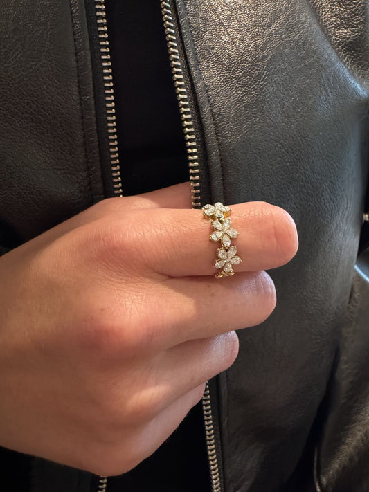 MEA NANI JEWELLERY Justerbar ring FLEUR Ring – 14K gullbelagt