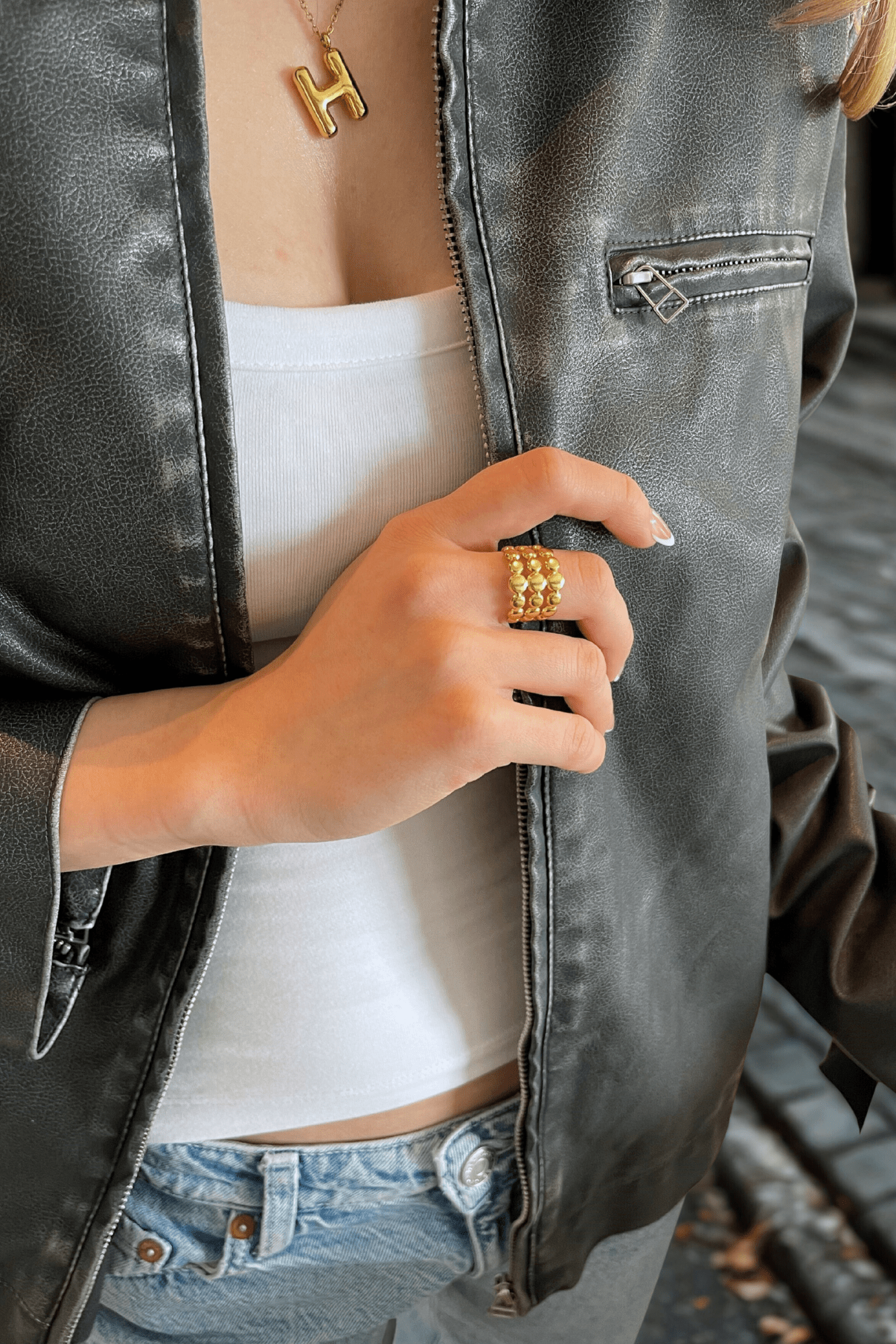 MEA NANI JEWELLERY Justerbar ring GLOW GETTER - 18K pvd gullbelagt ring