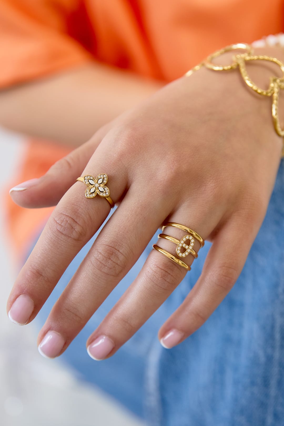 MEA NANI JEWELLERY Justerbar ring VIOLA Ring – 14K gullbelagt