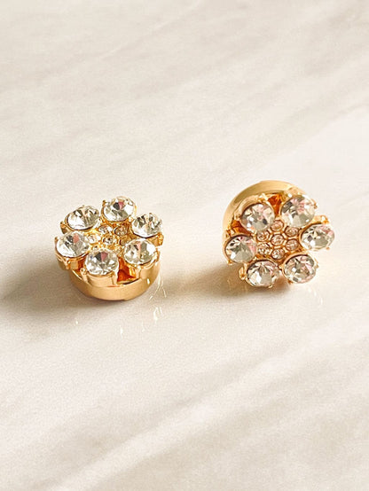 MEA NANI JEWELLERY Mansjettknapper CLARA - Gullfargede pynteknapper med glitrende steiner – 2-pk