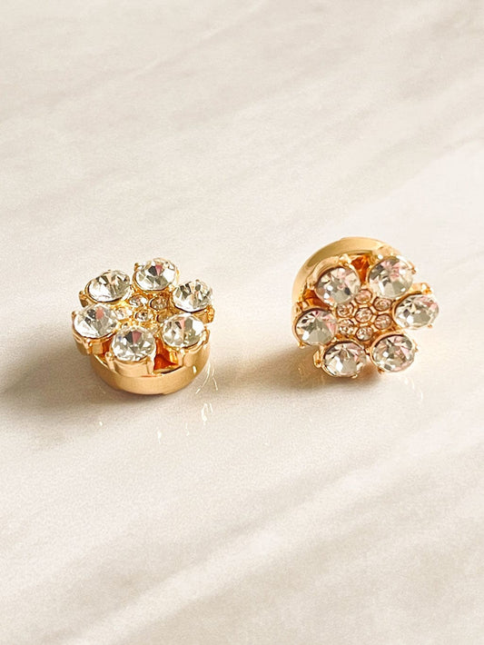 MEA NANI JEWELLERY Mansjettknapper CLARA - Gullfargede pynteknapper med glitrende steiner – 2-pk