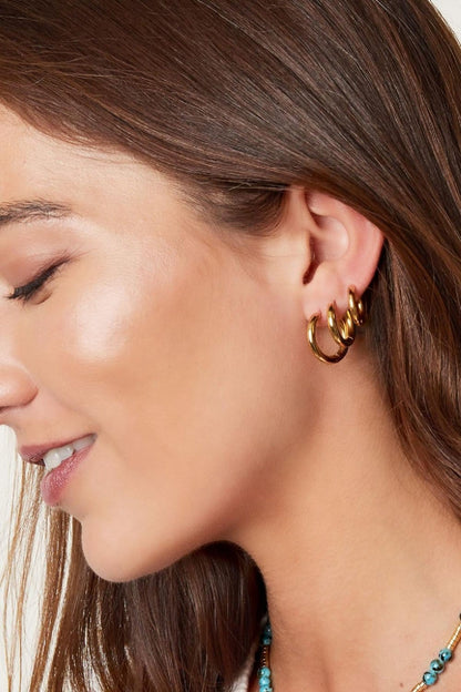 MEA NANI JEWELLERY Øredobber CHUNKY HOOPS SET – 14k gullbelagt kirurgisk stål