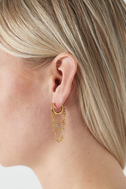 MEA NANI JEWELLERY Øredobber Default CHAINFALL – hoops øredobber med hengende kjeder, belagt med 14K ekte gull