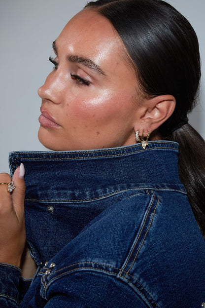 MEA NANI JEWELLERY Øredobber Default GLACÉ STACK – 14K gullbelagte huggies med hvite zirkonia, sett med 3