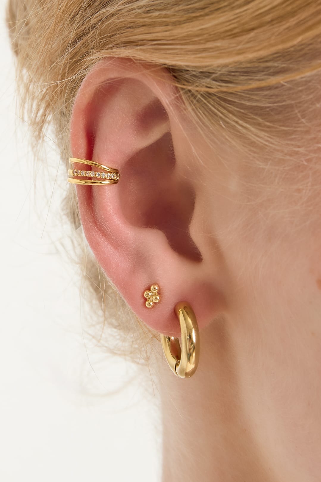MEA NANI JEWELLERY Øredobber Default TRIO SHINE EAR CUFF – 14K gullbelagt