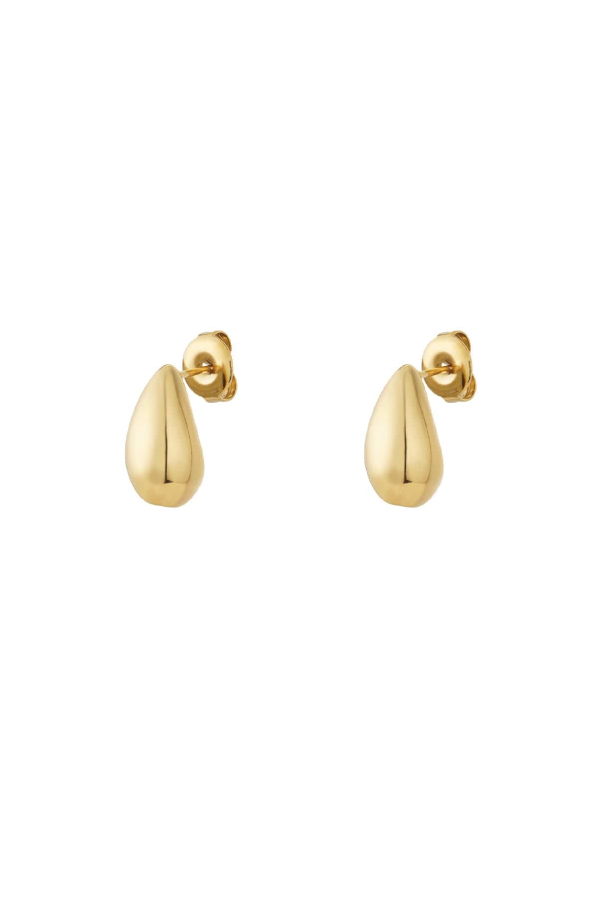 MEA NANI JEWELLERY Øredobber Gull HELLO LOVELY DROPLET STUDS – kirurgisk stål, sølv eller 14K gullbelagt