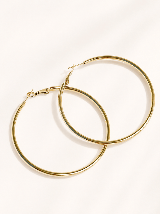 MEA NANI JEWELLERY Øredobber Gull NAIA HOOPS - medium store øreringer med 14K gullbelegg
