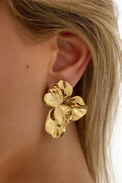 MEA NANI JEWELLERY Øredobber MIRELLE – store vanntette blomsterøredobber - 14K gullbelagt