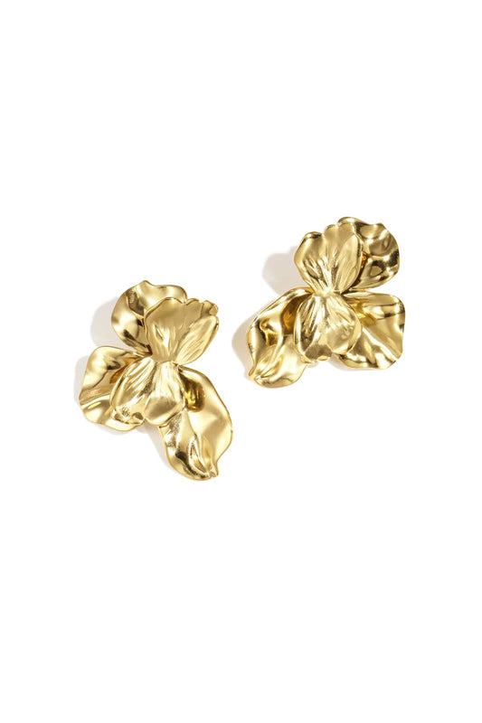 MEA NANI JEWELLERY Øredobber MIRELLE – store vanntette blomsterøredobber - 14K gullbelagt