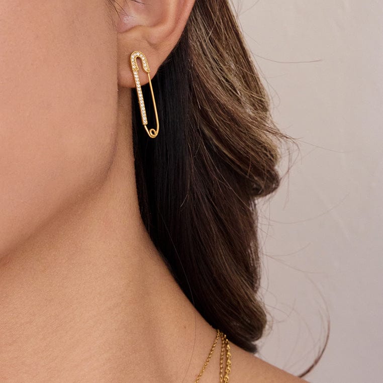 MEA NANI JEWELLERY Øredobber SAFETY GLAM - 18K gullbelagte øredobber