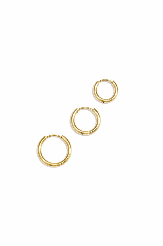 MEA NANI JEWELLERY Øredobber Sett størrelse 1 CHUNKY HOOPS SET – 14k gullbelagt kirurgisk stål