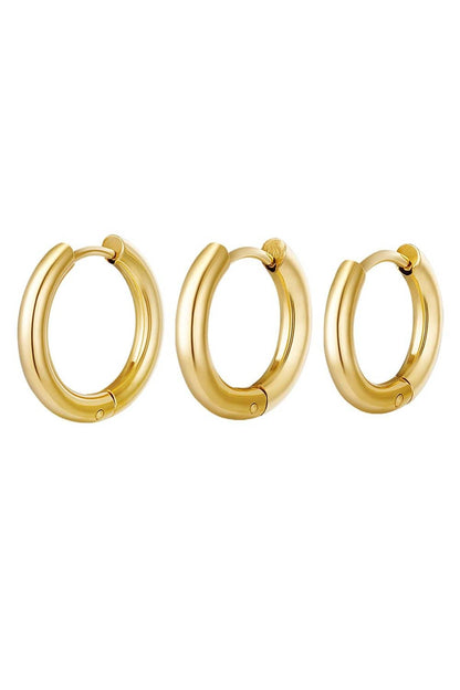 MEA NANI JEWELLERY Øredobber Sett størrelse 2 CHUNKY HOOPS SET – 14k gullbelagt kirurgisk stål