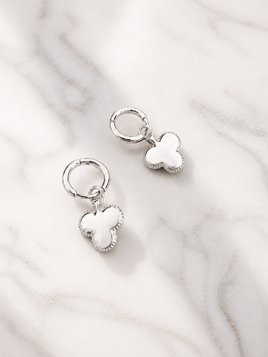 MEA NANI JEWELLERY Øredobber Sølv CLOVER HOOPS 14K gullbelagt eller høypolert stål