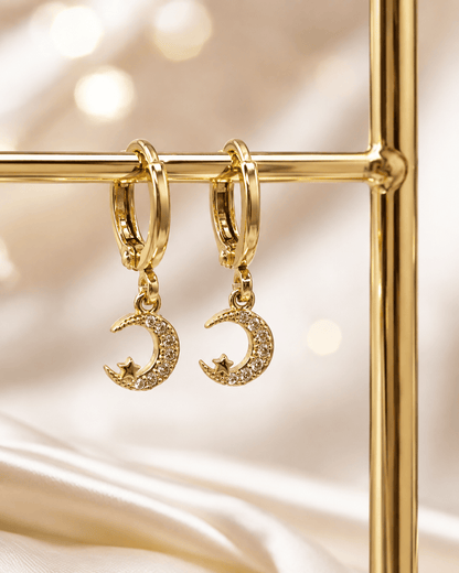 MEA NANI JEWELLERY Øredobber SPARKLING MOON ØRERINGER - GULLBELAGT