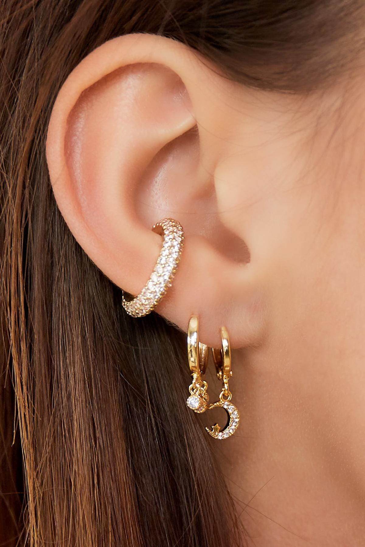 MEA NANI JEWELLERY Øredobber SPARKLING MOON ØRERINGER - GULLBELAGT