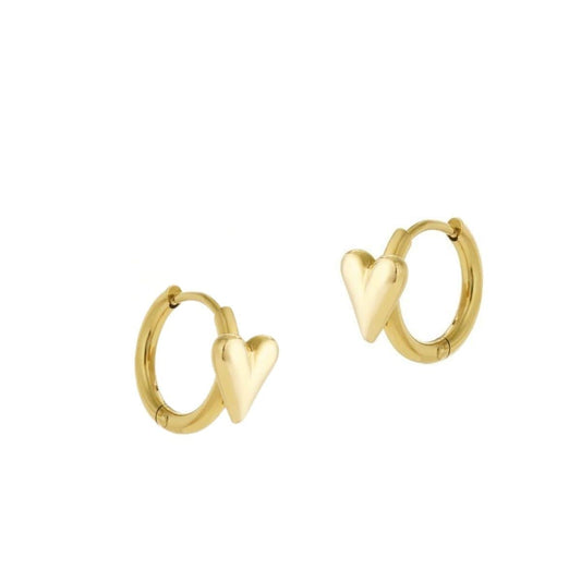 MEA NANI JEWELLERY Øreringer HEART HUGGIES – 14k gullbelagt