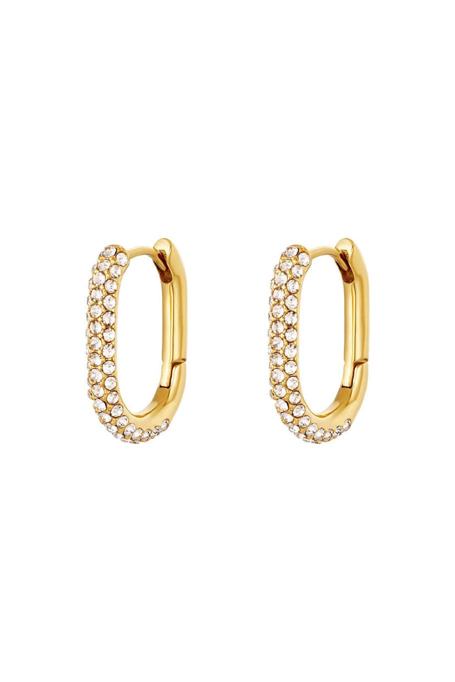 MEA NANI JEWELLERY Øreringer LINEA – Glitrende hoops øredobber i 14K gullbelagt stål