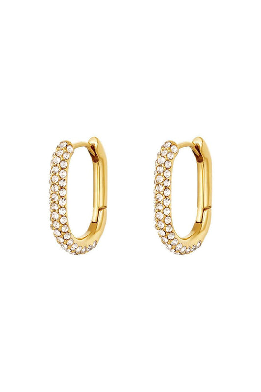 MEA NANI JEWELLERY Øreringer LINEA – Glitrende hoops øredobber i 14K gullbelagt stål
