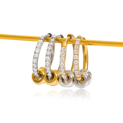 MEA NANI JEWELLERY Øreringer LOVE LOCK HOOPS – små gull- og sølvfargede creoler med glitrende stener