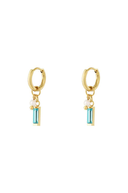 MEA NANI JEWELLERY Øreringer OCEAN WHISPERS HOOPS – 14K Gullbelagt & Havblå