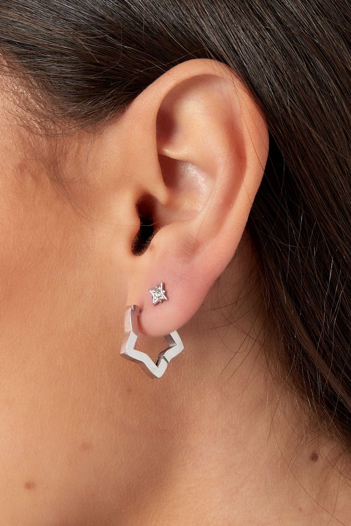 MEA NANI JEWELLERY Øreringer Sølv BASIC STAR HOOPS SØLV - MEDIUM