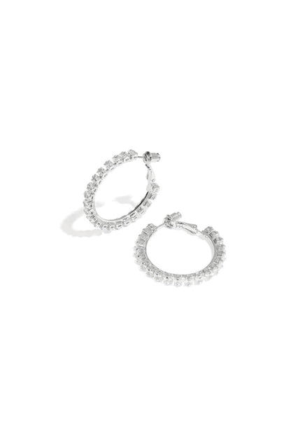 MEA NANI JEWELLERY Øreringer THE LUNA HOOPS SILVER – sølvøreringer med glitrende stener