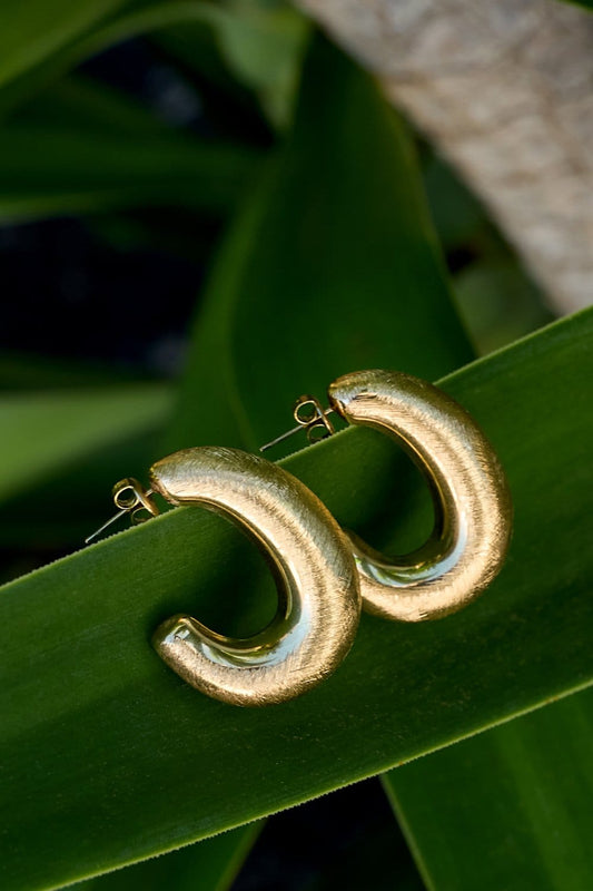 MEA NANI JEWELLERY Øreringer THEA CHUNKY HOOPS - 14K gullbelagt