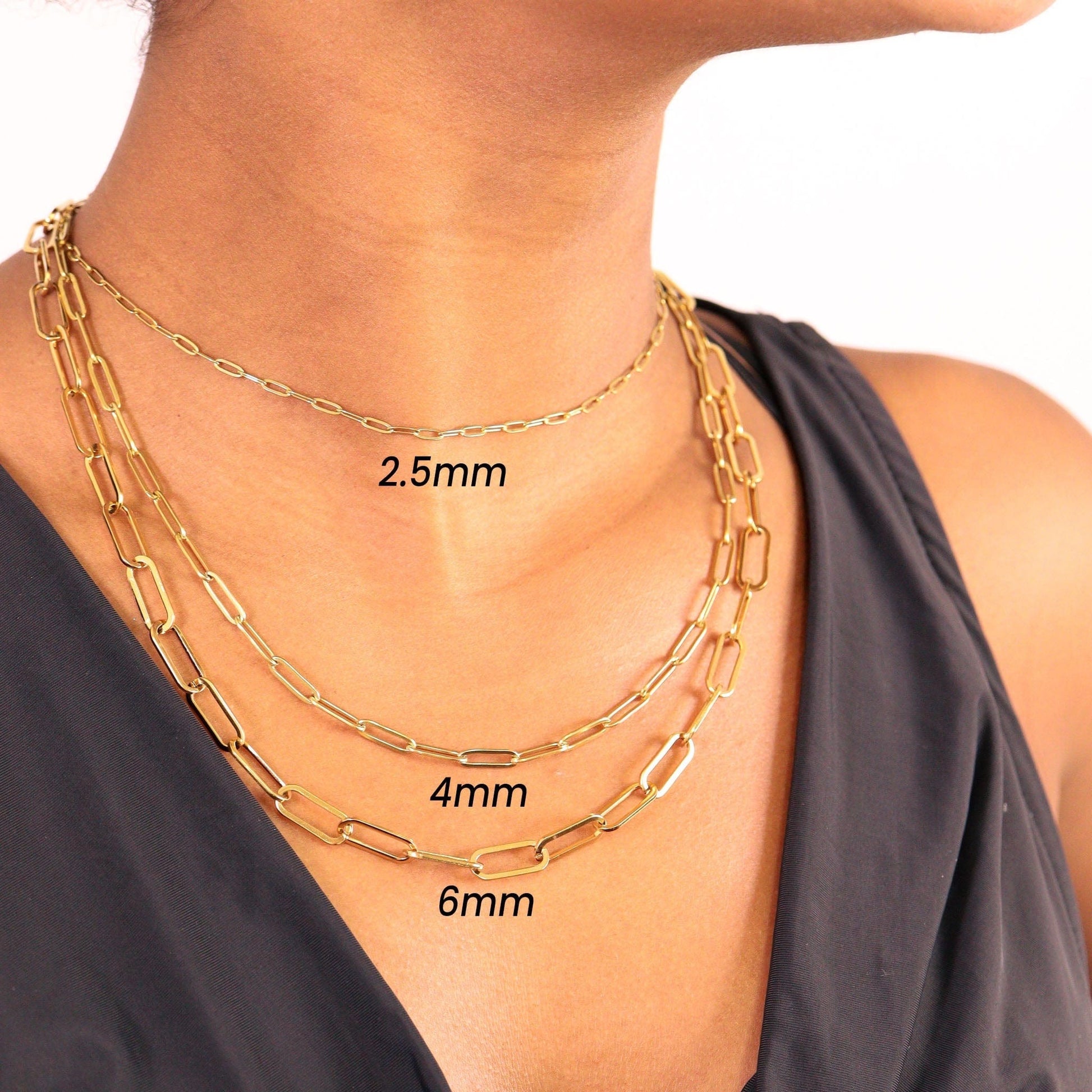 MEA NANI JEWELLERY Paperclip halskjede OSLO LINK NECKLACE – 18K PVD-gullbelagt kjede