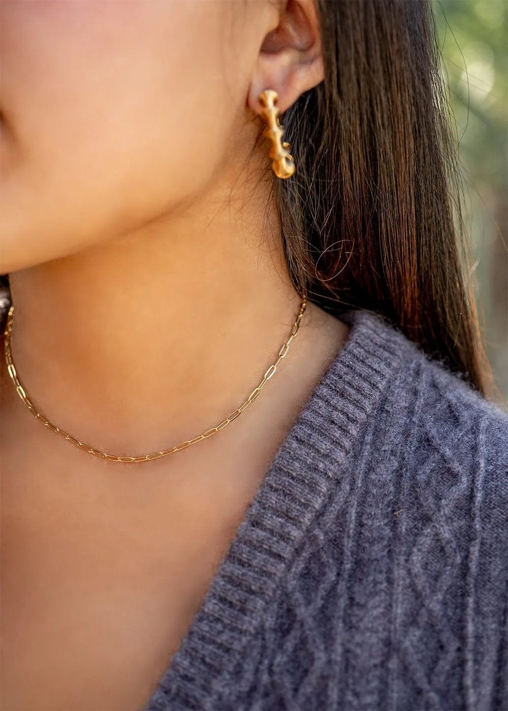 MEA NANI JEWELLERY Paperclip halskjede OSLO LINK NECKLACE – 18K PVD-gullbelagt kjede