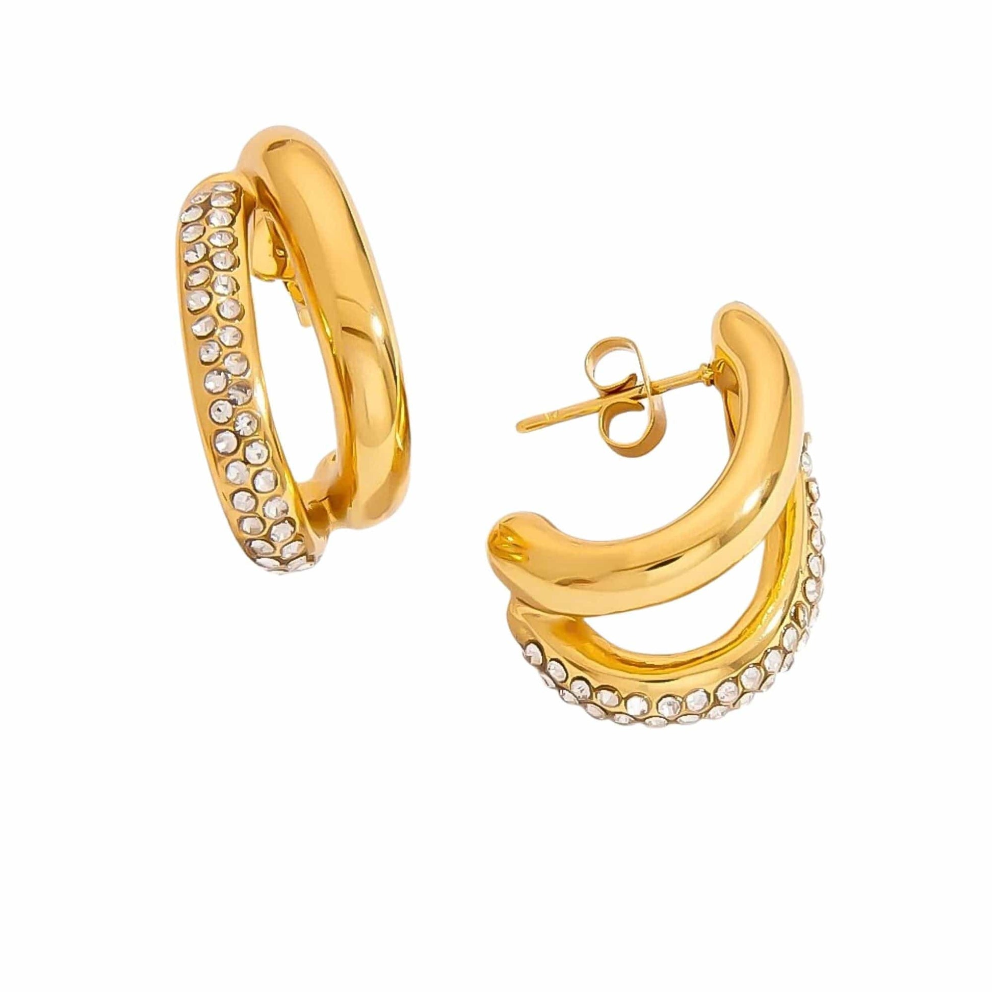 MEA NANI JEWELLERY Party øredobber SHE GLOWS HOOPS – 18k gullbelagte øreringer