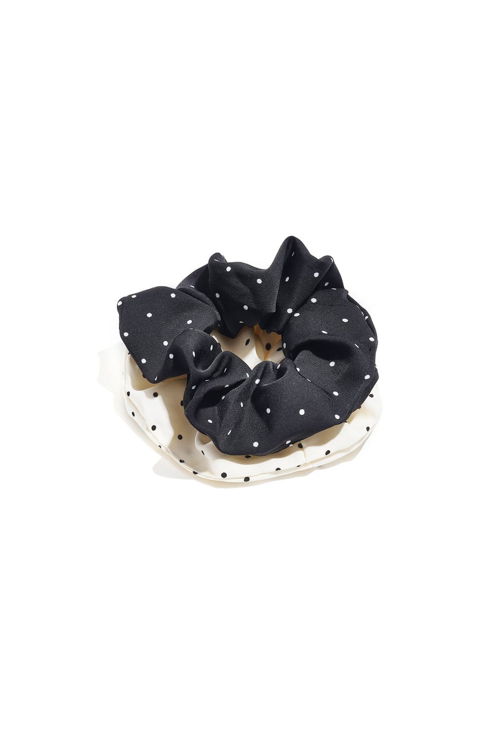 MEA NANI JEWELLERY Scrunchie TWO OF A KIND – scrunchie-sett i sort og krem med polkadotter