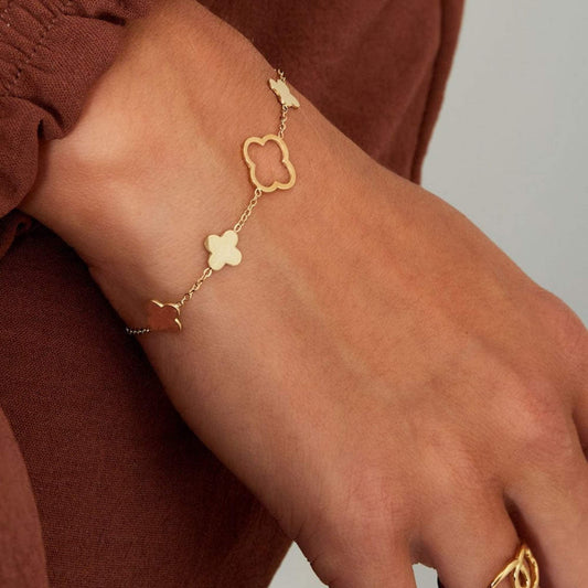 MEA NANI JEWELLERY Smykkesett VICTORIA - Smykkesett med halskjede og armbånd 14K gullbelagt