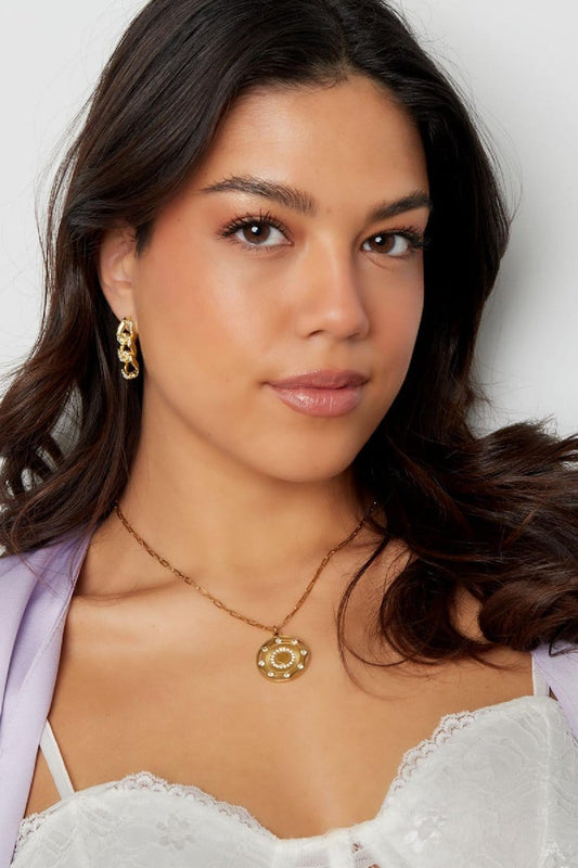 MEA NANI JEWELLERY Soft chain øredobber THE LINK GLOW EARRINGS – 14K gullbelagt kirurgisk stål