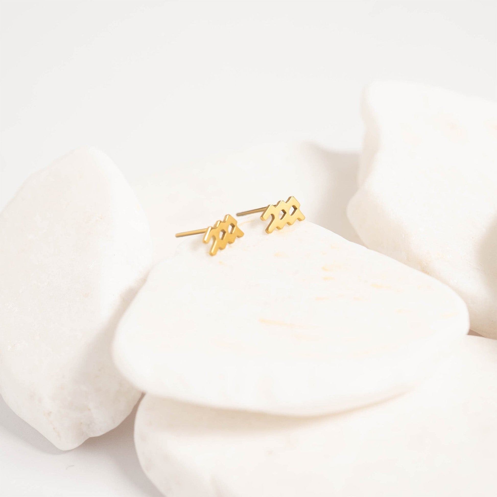 MEA NANI JEWELLERY Stjernetegn øredobber ZODIAC SIGN STUDS – Personlige stjernetegn-øredobber i 18K gullbelagt stål
