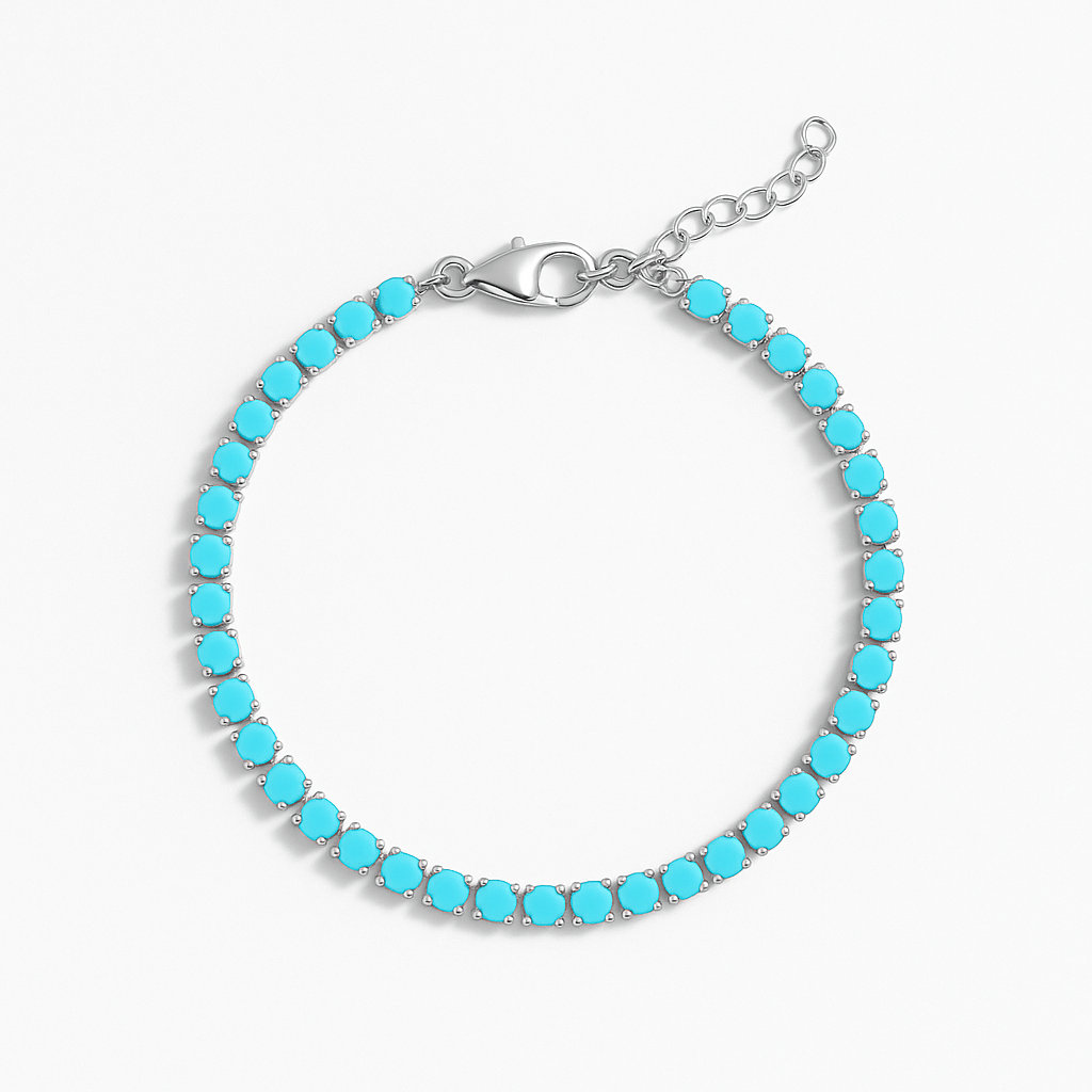 MEA NANI JEWELLERY Tennisarmbånd SANTORINI BRACELET – turkis tennisarmbånd i kirurgisk stål