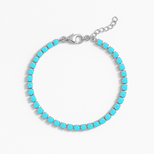 MEA NANI JEWELLERY Tennisarmbånd SANTORINI BRACELET – turkis tennisarmbånd i kirurgisk stål