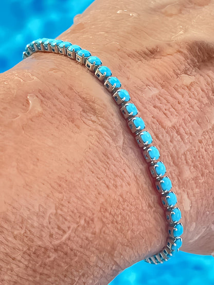 MEA NANI JEWELLERY Tennisarmbånd SANTORINI BRACELET – turkis tennisarmbånd i kirurgisk stål
