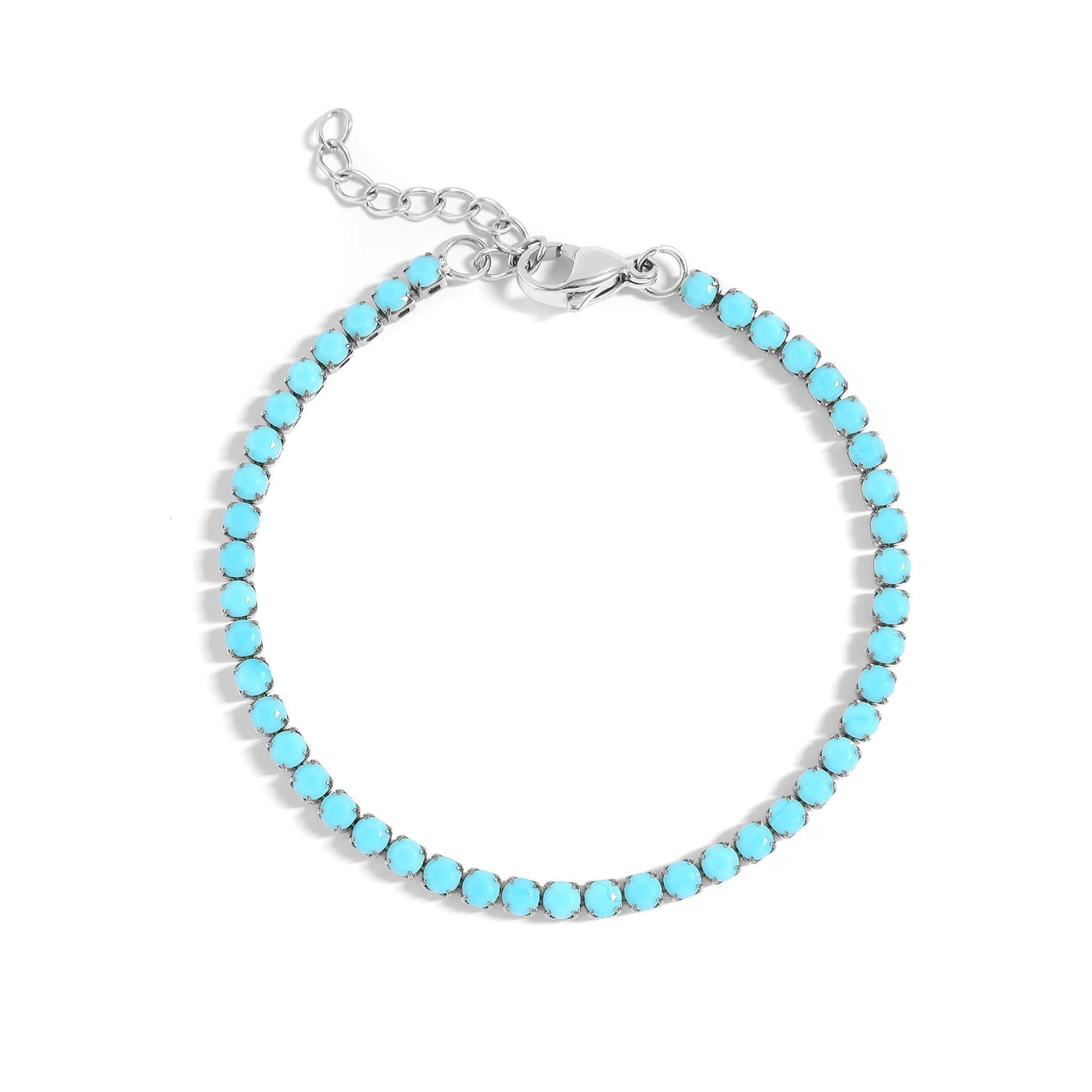 MEA NANI JEWELLERY Tennisarmbånd SANTORINI BRACELET – turkis tennisarmbånd i kirurgisk stål