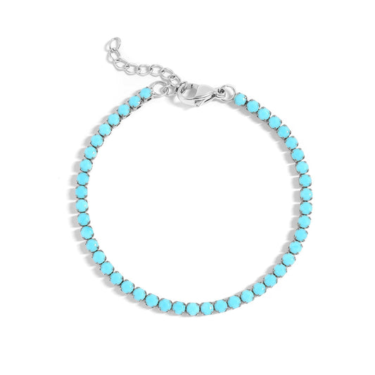 MEA NANI JEWELLERY Tennisarmbånd SANTORINI BRACELET – turkis tennisarmbånd i kirurgisk stål