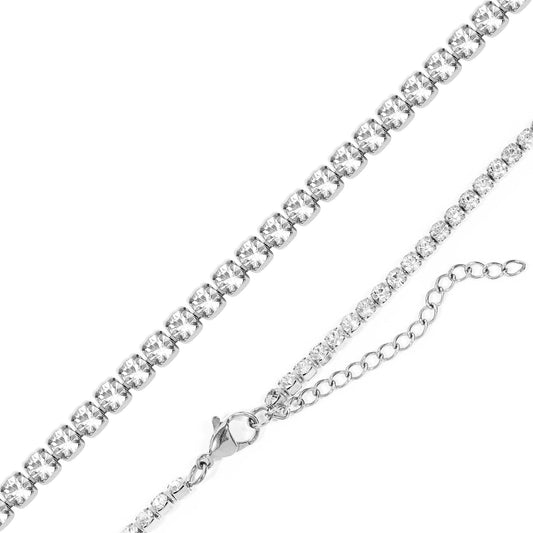 MEA NANI JEWELLERY Tennishalskjede ICE QUEEN TENNIS NECKLACE – tennis halskjede i sølvfarget kirurgisk stål