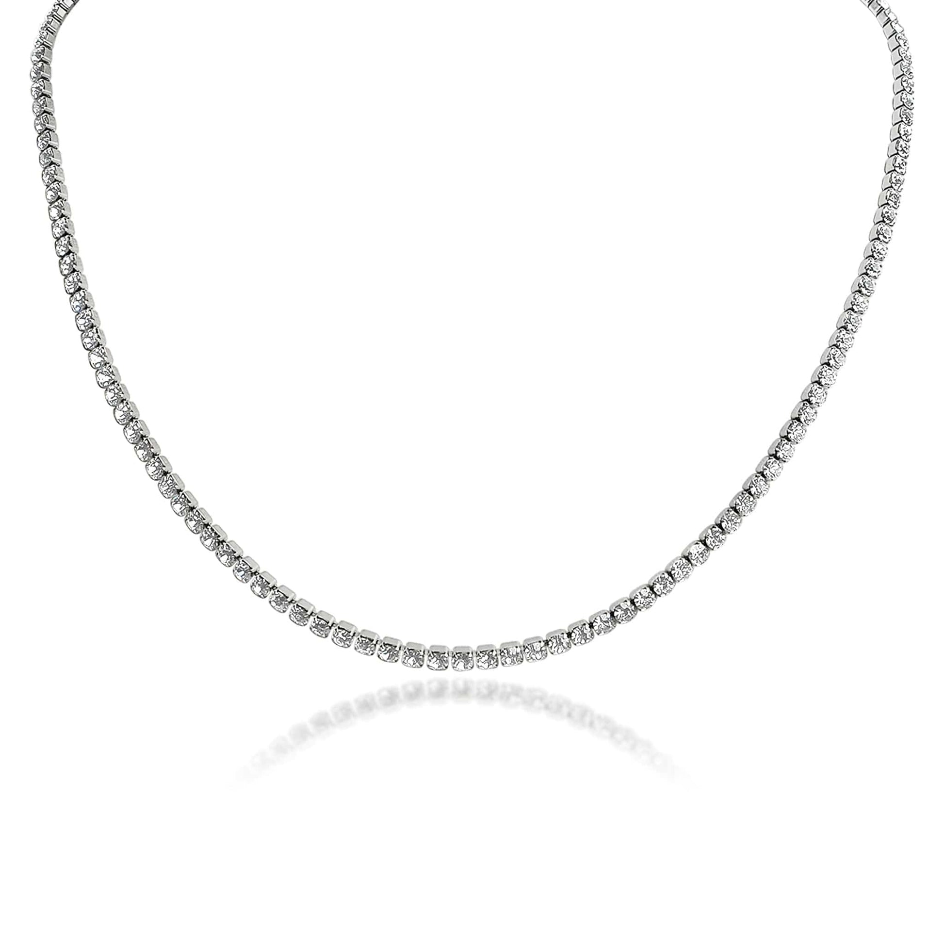 MEA NANI JEWELLERY Tennishalskjede ICE QUEEN TENNIS NECKLACE – tennis halskjede i sølvfarget kirurgisk stål